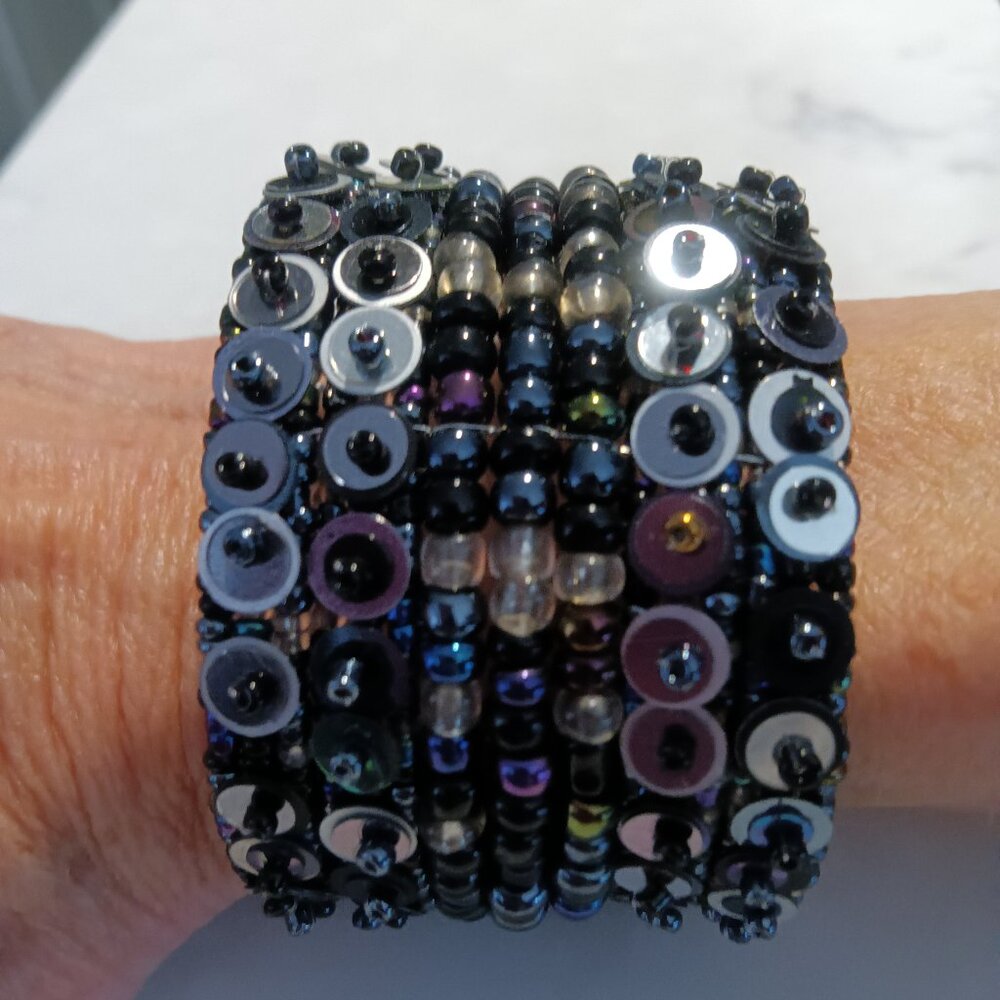 Handmade wide beaded cuff bracelets available in 11 colors